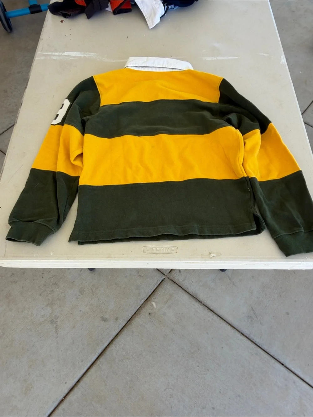 Gymboree Yellow & Dark Green Striped Rugby Polo